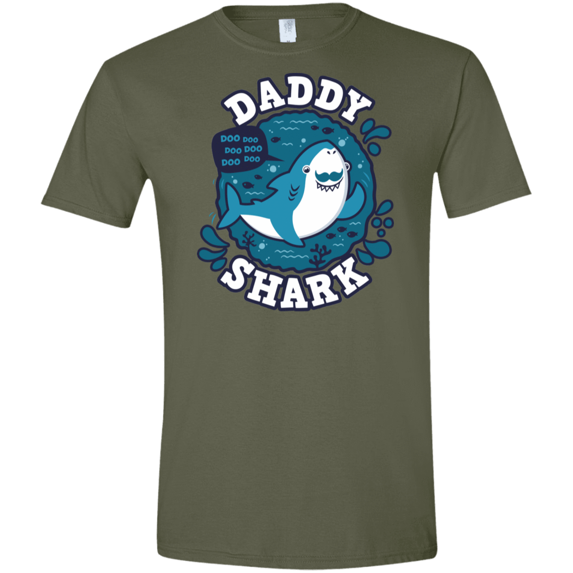 T-Shirts Military Green / S Shark Family trazo - Daddy Men's Semi-Fitted Softstyle