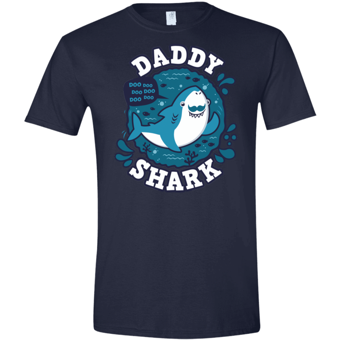 T-Shirts Navy / X-Small Shark Family trazo - Daddy Men's Semi-Fitted Softstyle