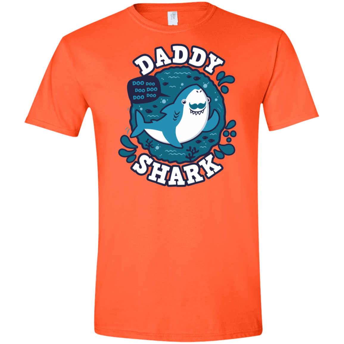 T-Shirts Orange / S Shark Family trazo - Daddy Men's Semi-Fitted Softstyle