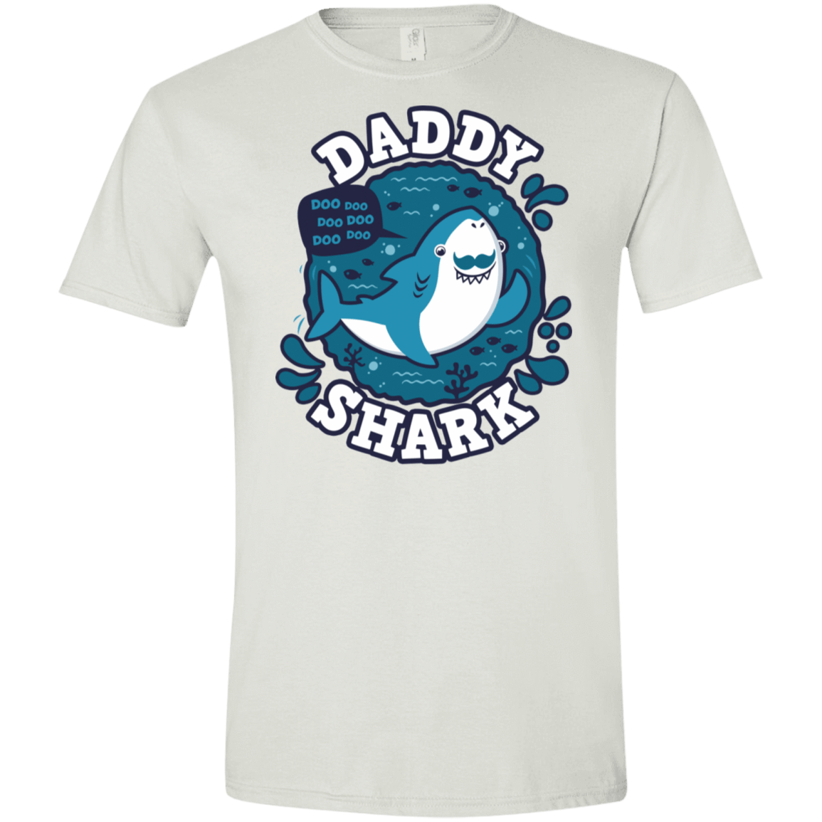 T-Shirts White / X-Small Shark Family trazo - Daddy Men's Semi-Fitted Softstyle