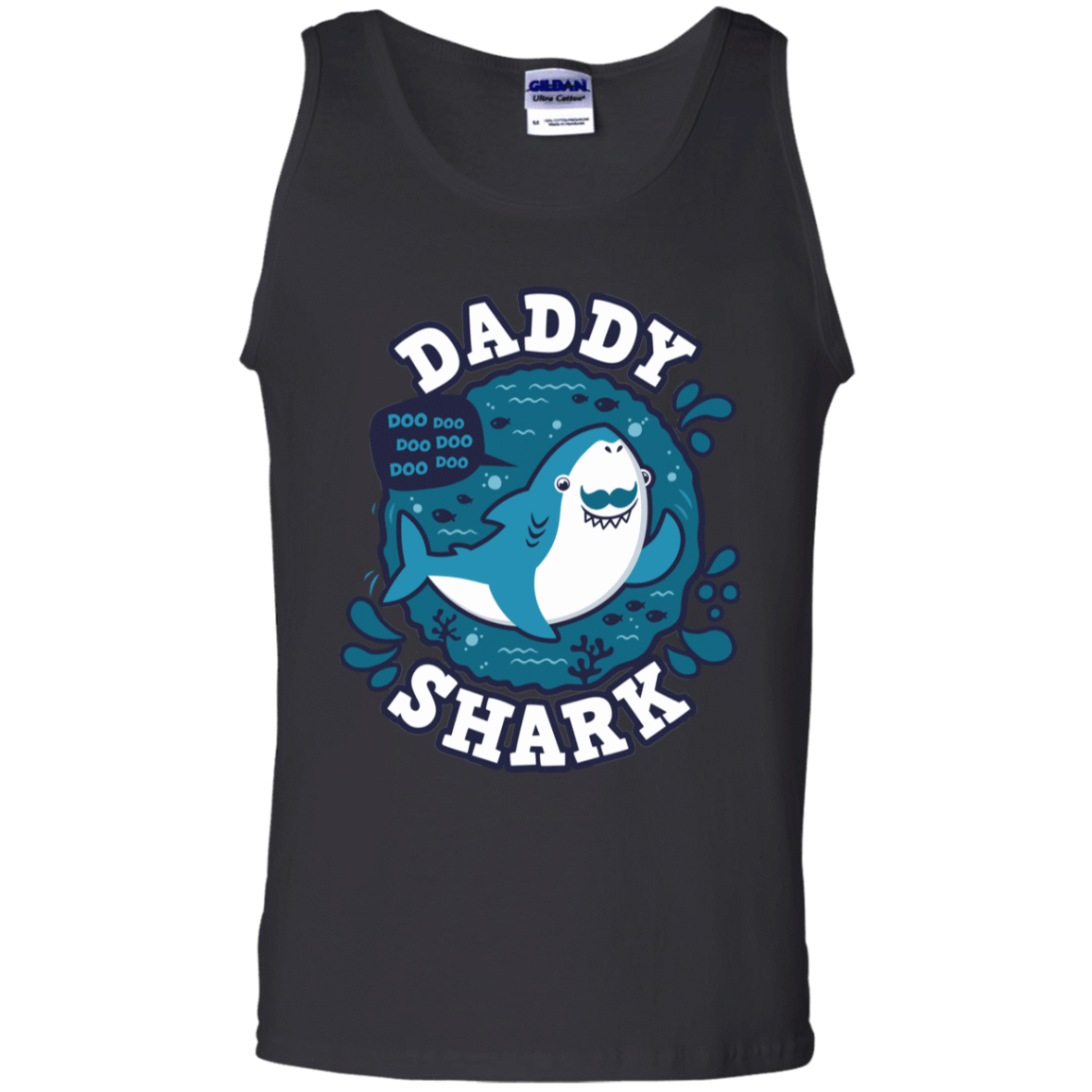 T-Shirts Black / S Shark Family trazo - Daddy Men's Tank Top