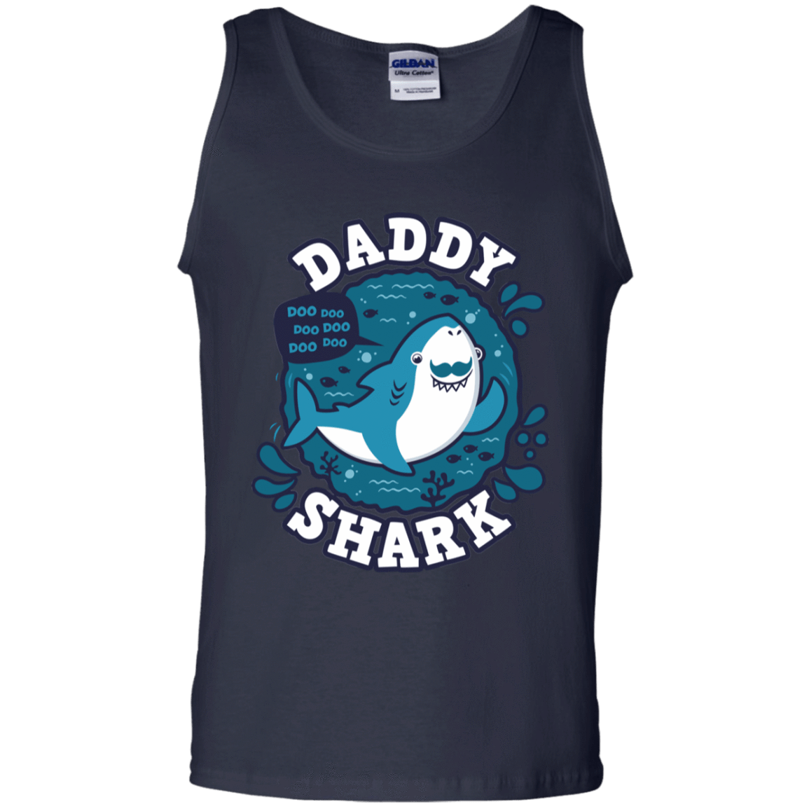 T-Shirts Navy / S Shark Family trazo - Daddy Men's Tank Top
