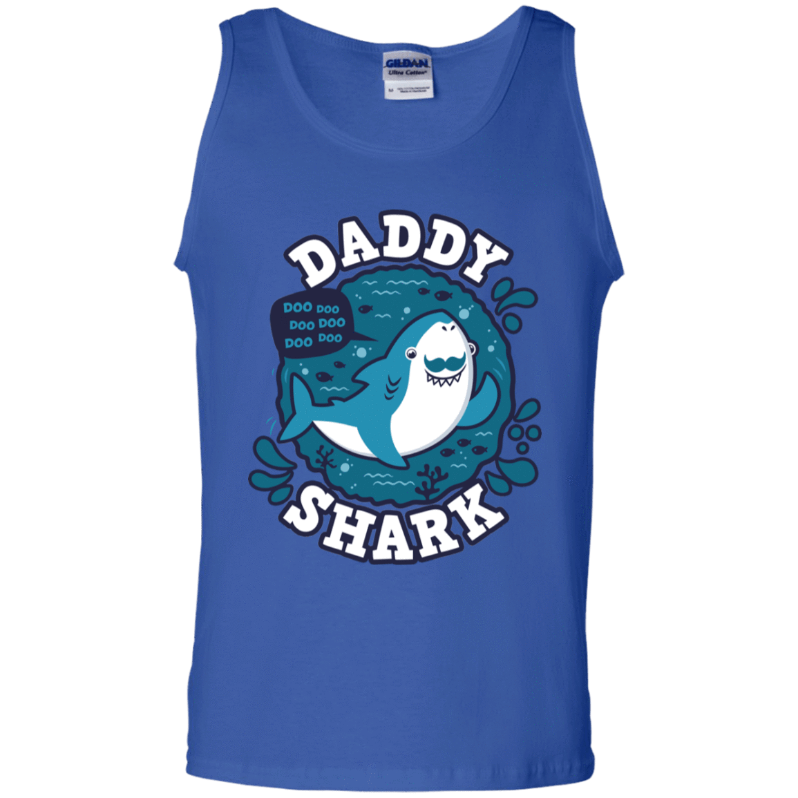 T-Shirts Royal / S Shark Family trazo - Daddy Men's Tank Top