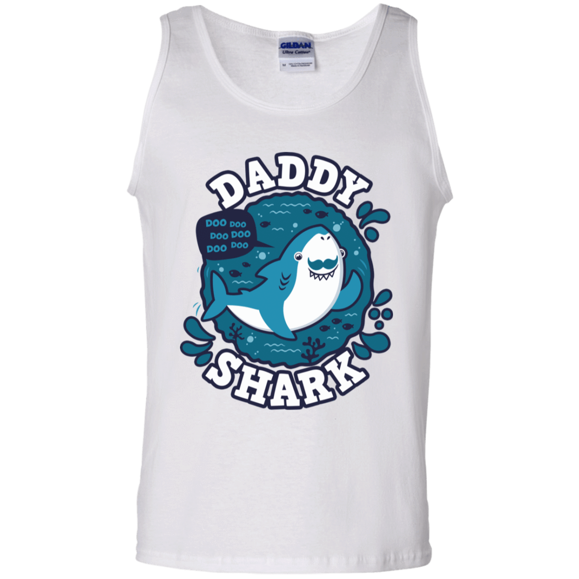 T-Shirts White / S Shark Family trazo - Daddy Men's Tank Top