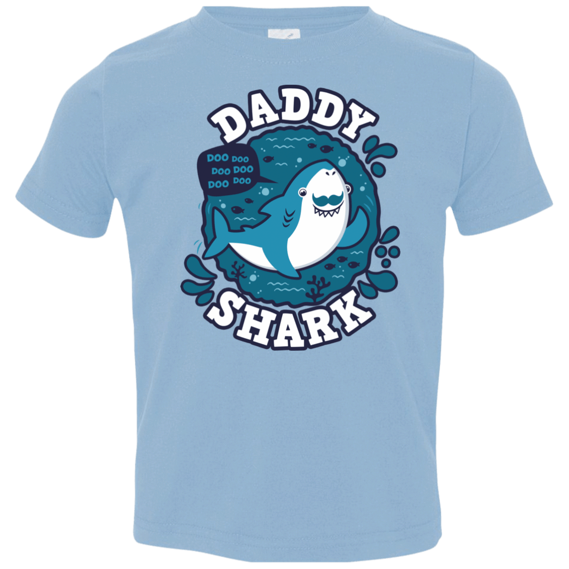 T-Shirts Light Blue / 2T Shark Family trazo - Daddy Toddler Premium T-Shirt