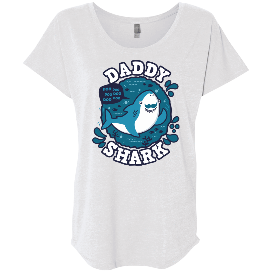 T-Shirts Heather White / X-Small Shark Family trazo - Daddy Triblend Dolman Sleeve