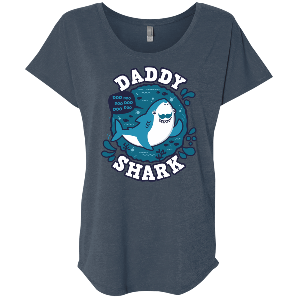 T-Shirts Indigo / X-Small Shark Family trazo - Daddy Triblend Dolman Sleeve