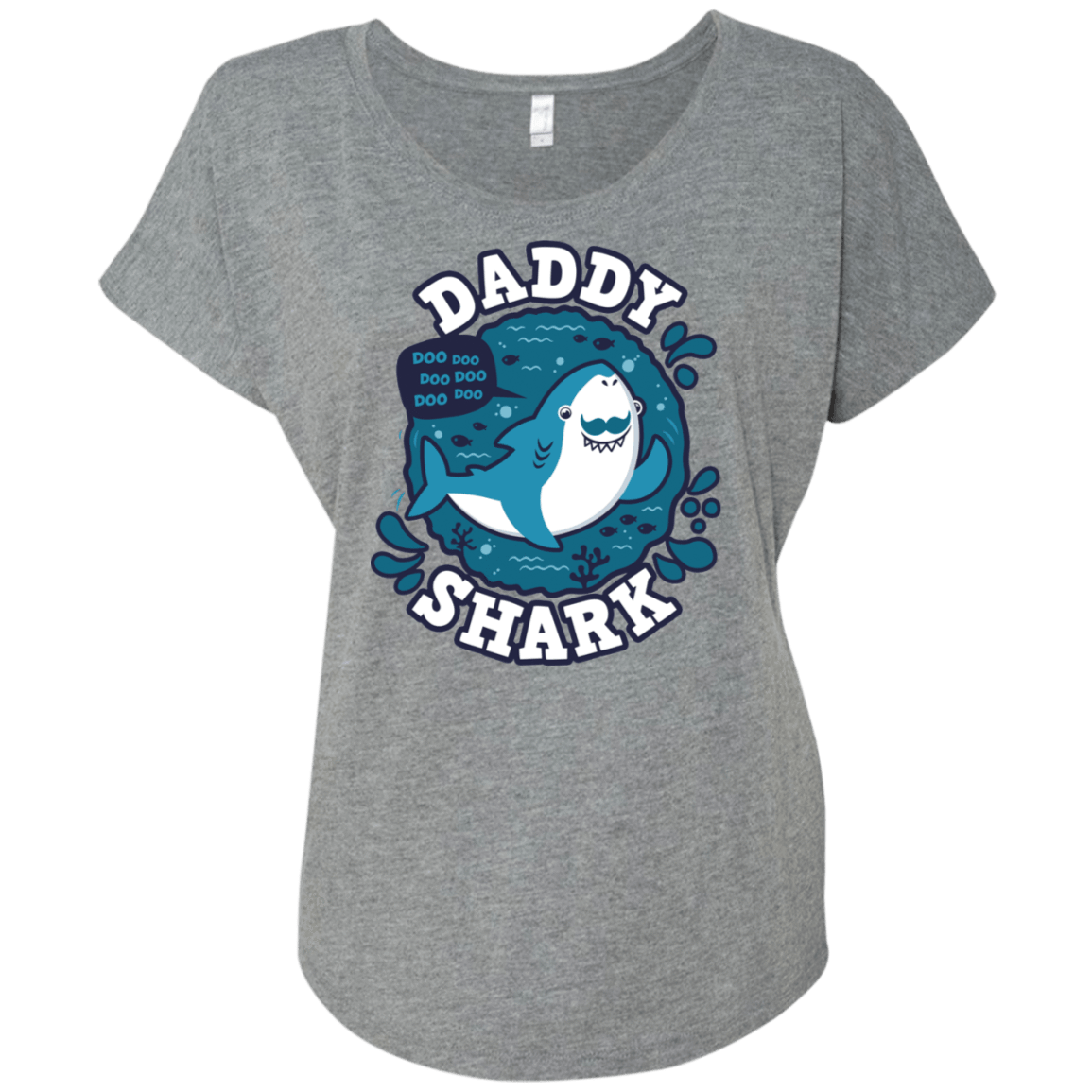 T-Shirts Premium Heather / X-Small Shark Family trazo - Daddy Triblend Dolman Sleeve