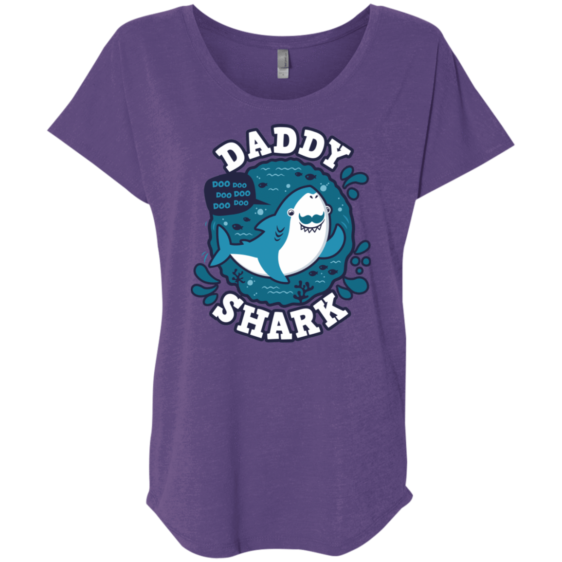 T-Shirts Purple Rush / X-Small Shark Family trazo - Daddy Triblend Dolman Sleeve