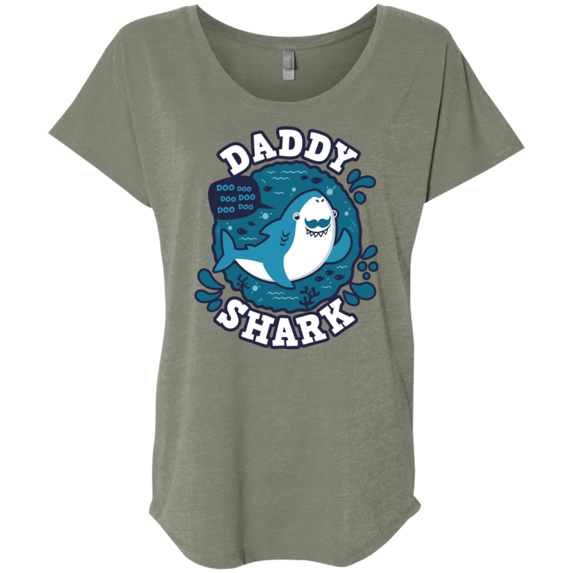 T-Shirts Venetian Grey / X-Small Shark Family trazo - Daddy Triblend Dolman Sleeve