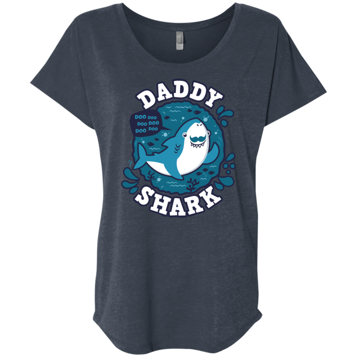 T-Shirts Vintage Navy / X-Small Shark Family trazo - Daddy Triblend Dolman Sleeve
