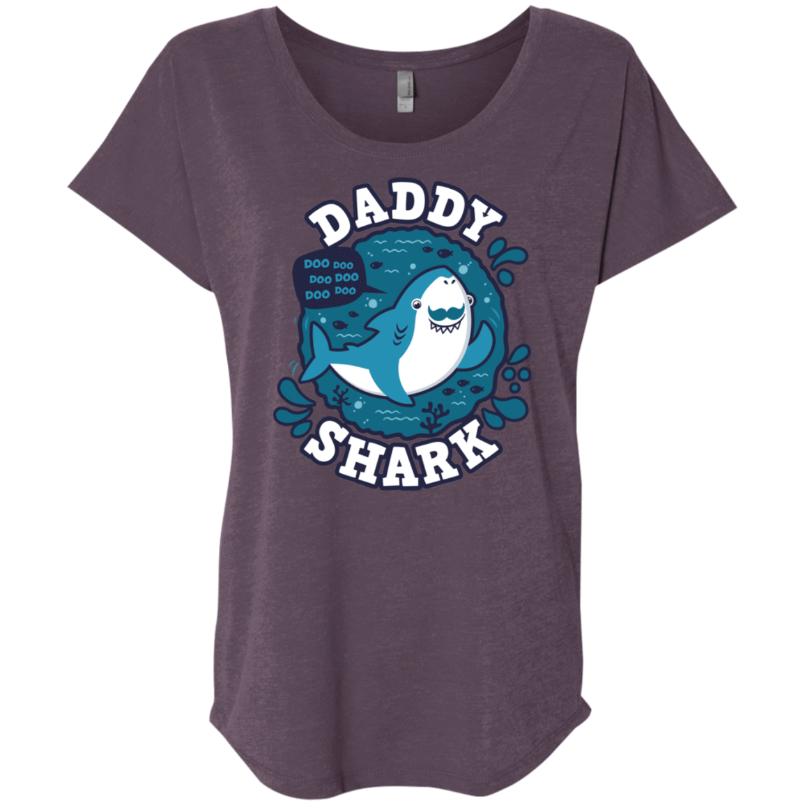 T-Shirts Vintage Purple / X-Small Shark Family trazo - Daddy Triblend Dolman Sleeve