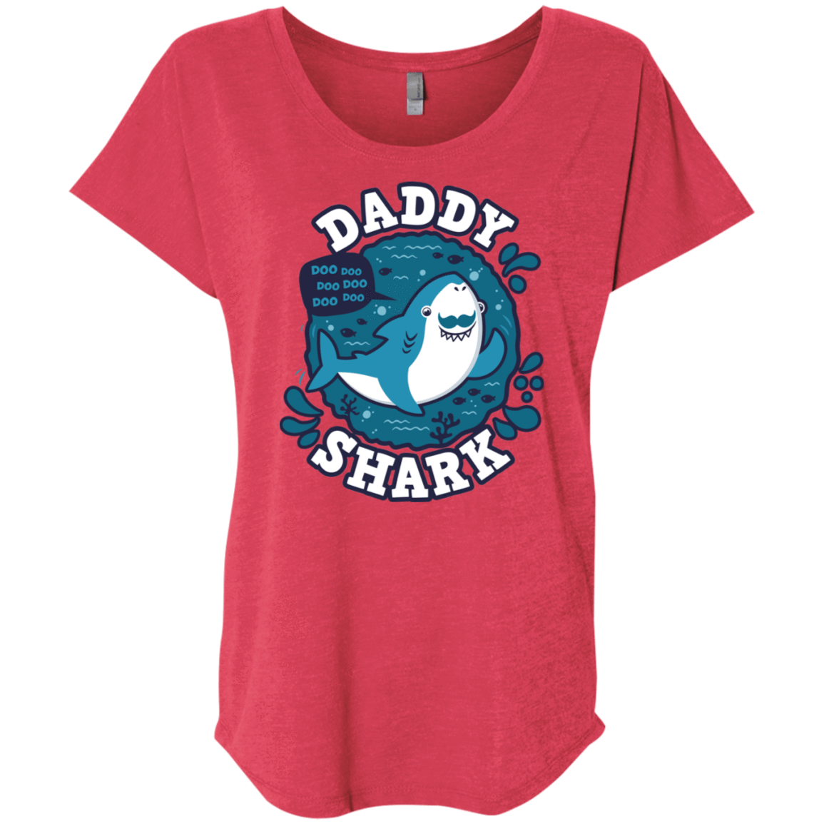 T-Shirts Vintage Red / X-Small Shark Family trazo - Daddy Triblend Dolman Sleeve