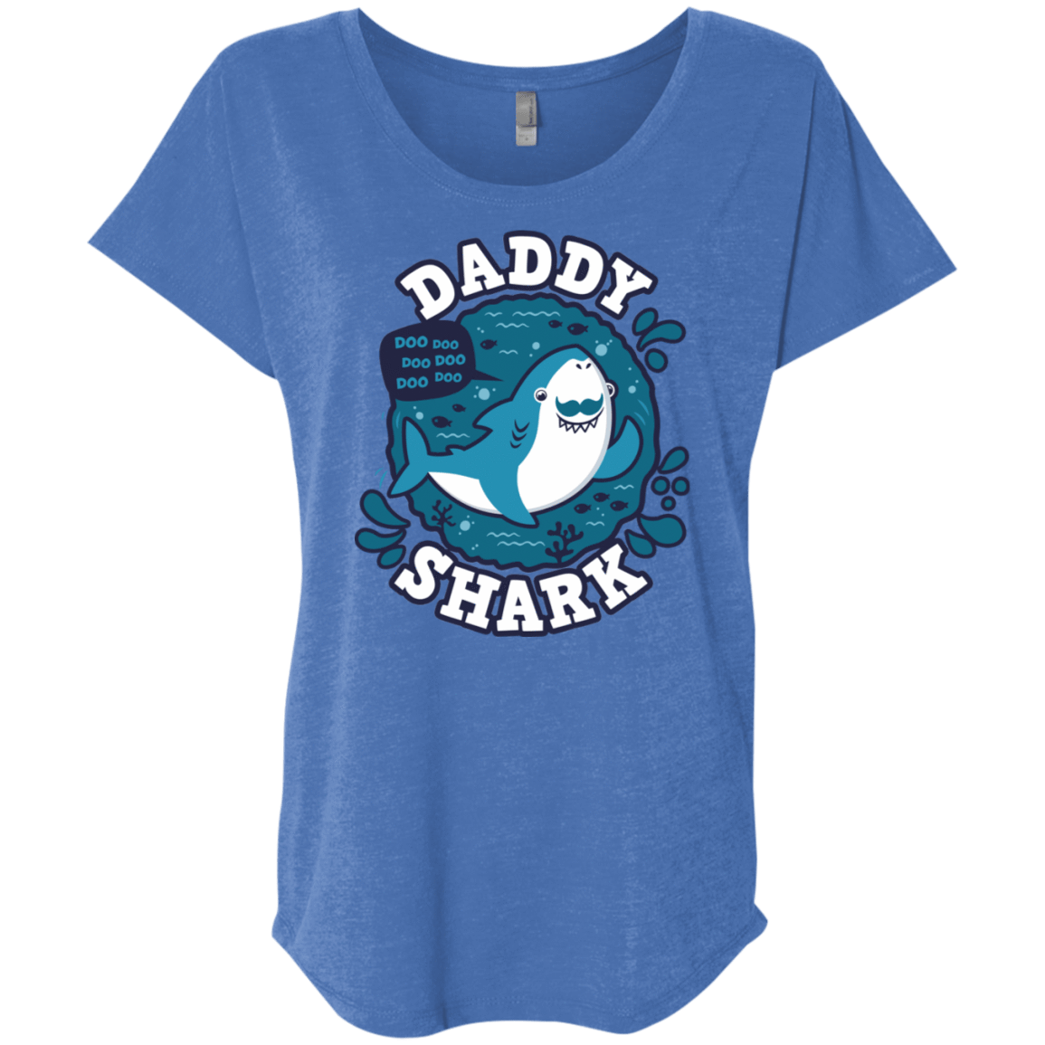 T-Shirts Vintage Royal / X-Small Shark Family trazo - Daddy Triblend Dolman Sleeve