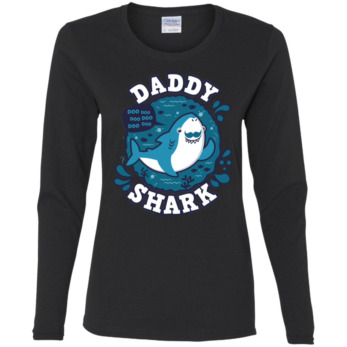 T-Shirts Black / S Shark Family trazo - Daddy Women's Long Sleeve T-Shirt