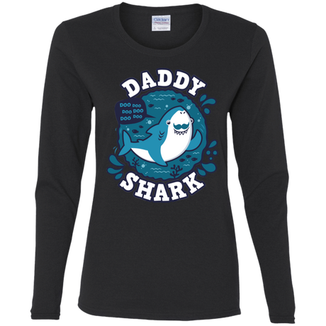 T-Shirts Black / S Shark Family trazo - Daddy Women's Long Sleeve T-Shirt