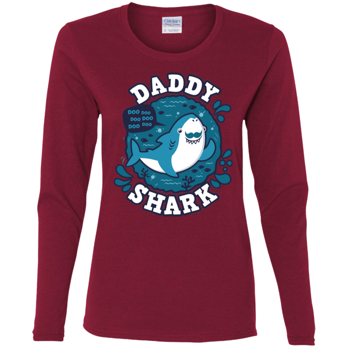 T-Shirts Cardinal / S Shark Family trazo - Daddy Women's Long Sleeve T-Shirt