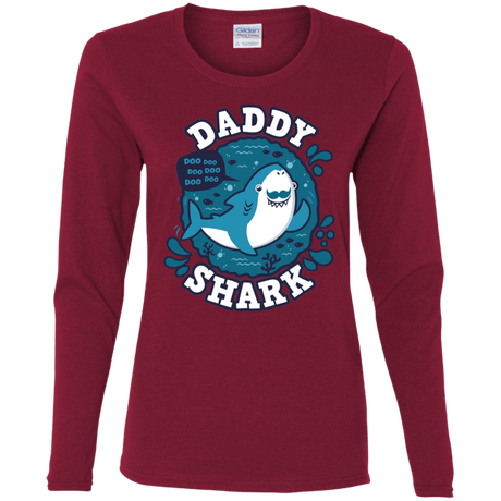 T-Shirts Cardinal / S Shark Family trazo - Daddy Women's Long Sleeve T-Shirt