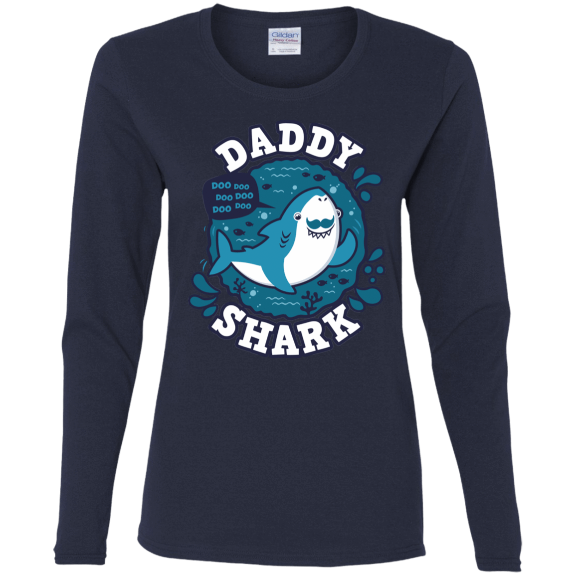 T-Shirts Navy / S Shark Family trazo - Daddy Women's Long Sleeve T-Shirt