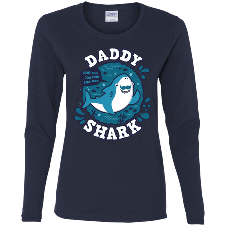 T-Shirts Navy / S Shark Family trazo - Daddy Women's Long Sleeve T-Shirt