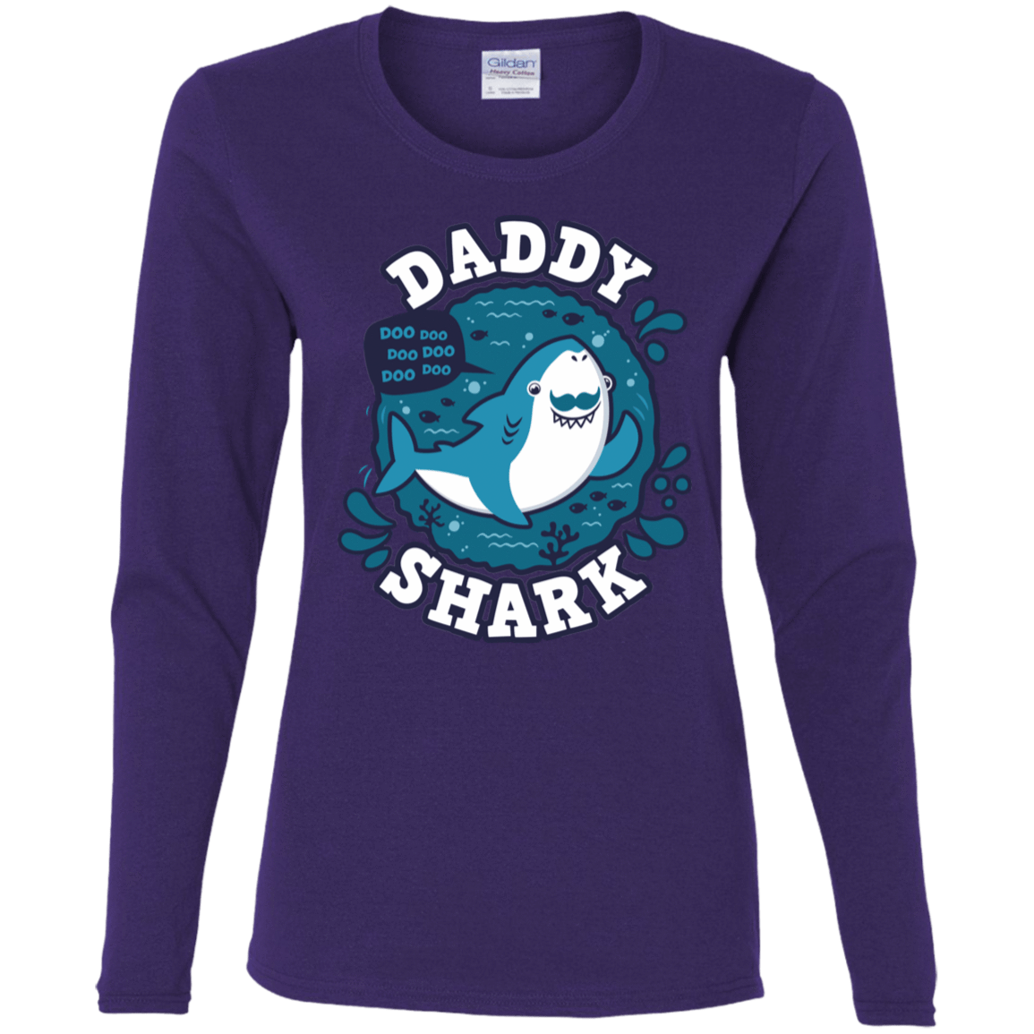 T-Shirts Purple / S Shark Family trazo - Daddy Women's Long Sleeve T-Shirt