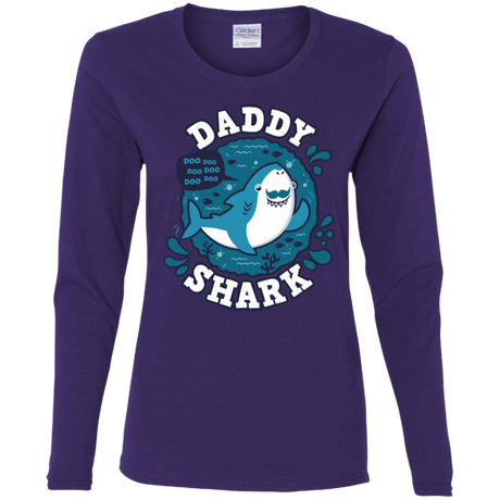 T-Shirts Purple / S Shark Family trazo - Daddy Women's Long Sleeve T-Shirt