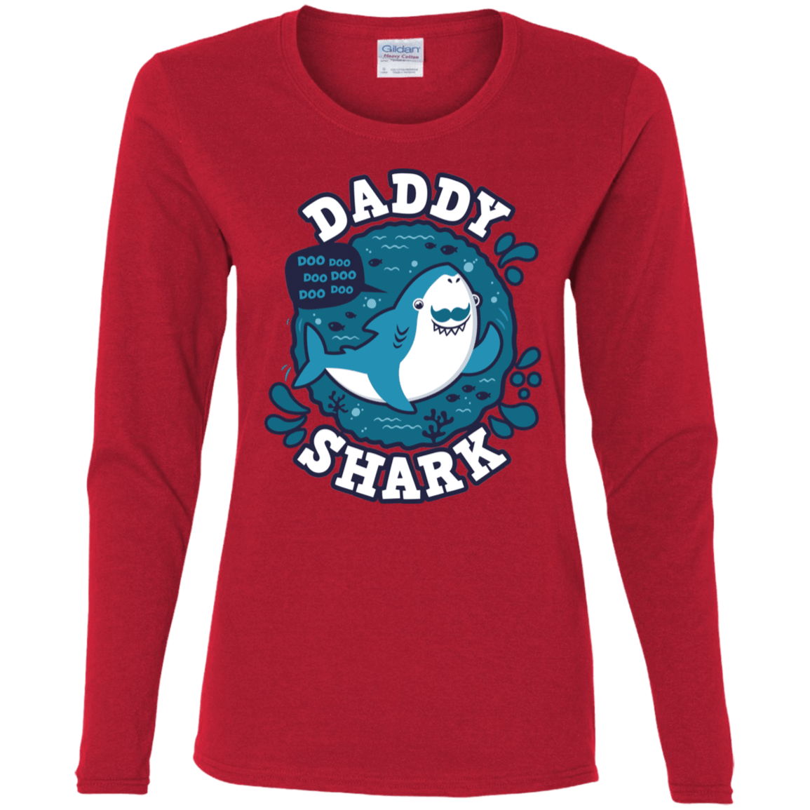 T-Shirts Red / S Shark Family trazo - Daddy Women's Long Sleeve T-Shirt