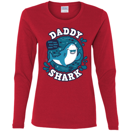 T-Shirts Red / S Shark Family trazo - Daddy Women's Long Sleeve T-Shirt