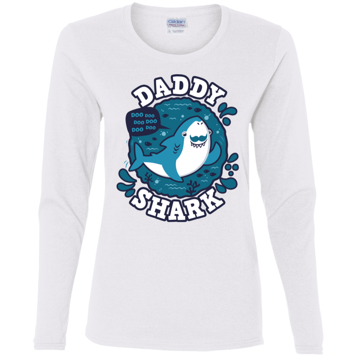 T-Shirts White / S Shark Family trazo - Daddy Women's Long Sleeve T-Shirt