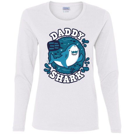 T-Shirts White / S Shark Family trazo - Daddy Women's Long Sleeve T-Shirt