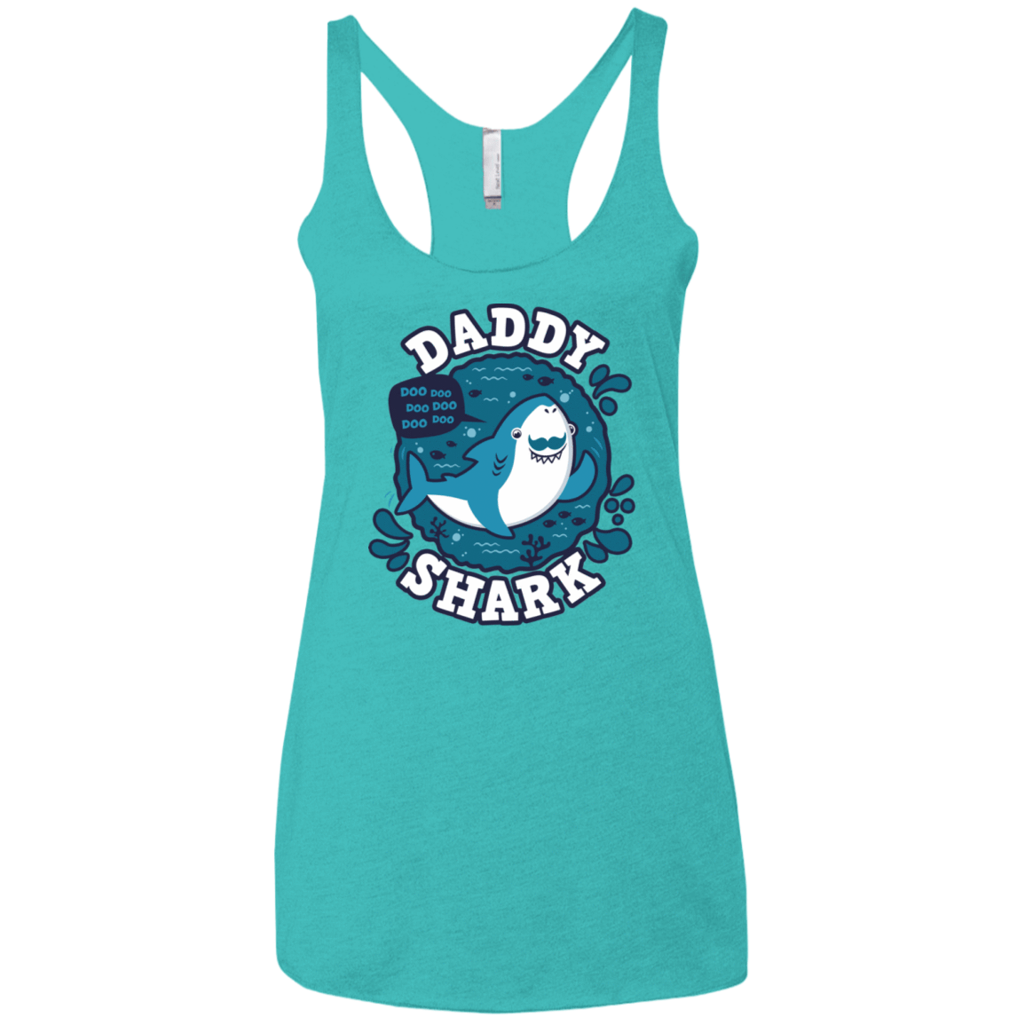 T-Shirts Tahiti Blue / X-Small Shark Family trazo - Daddy Women's Triblend Racerback Tank