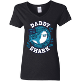 T-Shirts Black / S Shark Family trazo - Daddy Women's V-Neck T-Shirt