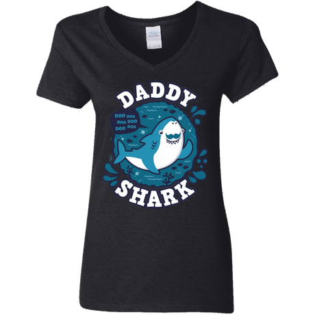 T-Shirts Black / S Shark Family trazo - Daddy Women's V-Neck T-Shirt