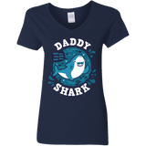 T-Shirts Navy / S Shark Family trazo - Daddy Women's V-Neck T-Shirt