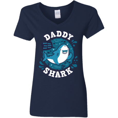 T-Shirts Navy / S Shark Family trazo - Daddy Women's V-Neck T-Shirt