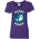 T-Shirts Purple / S Shark Family trazo - Daddy Women's V-Neck T-Shirt