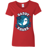 T-Shirts Red / S Shark Family trazo - Daddy Women's V-Neck T-Shirt