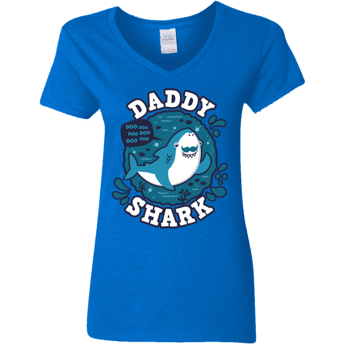 T-Shirts Royal / S Shark Family trazo - Daddy Women's V-Neck T-Shirt