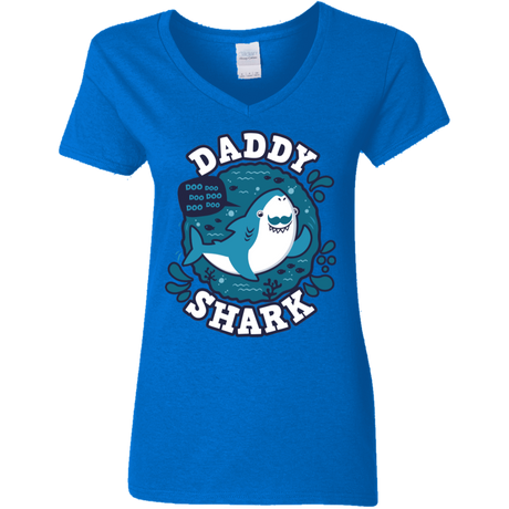 T-Shirts Royal / S Shark Family trazo - Daddy Women's V-Neck T-Shirt