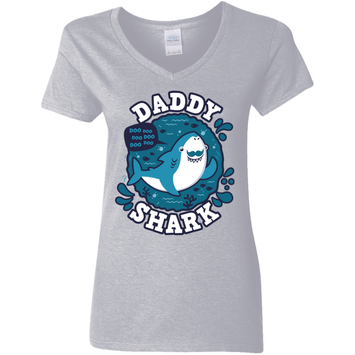 T-Shirts Sport Grey / S Shark Family trazo - Daddy Women's V-Neck T-Shirt