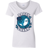 T-Shirts White / S Shark Family trazo - Daddy Women's V-Neck T-Shirt