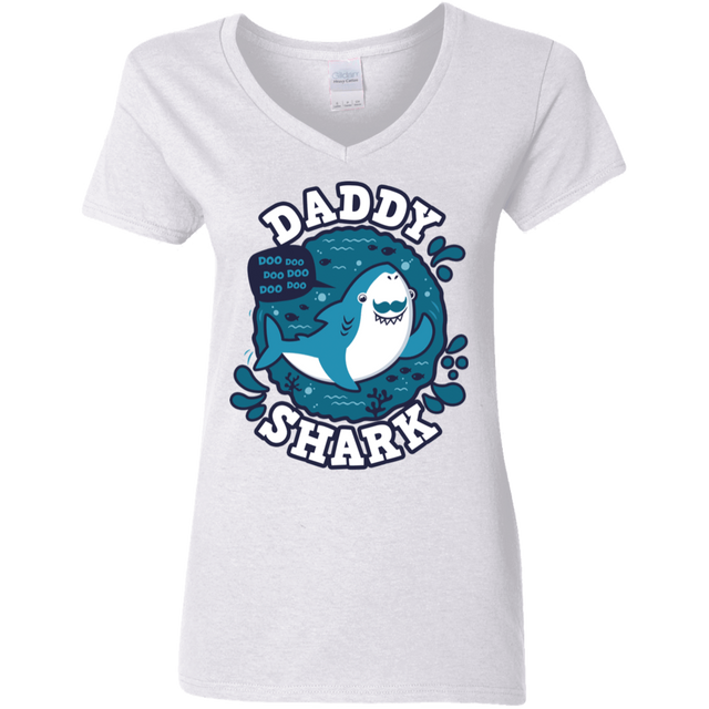 T-Shirts White / S Shark Family trazo - Daddy Women's V-Neck T-Shirt