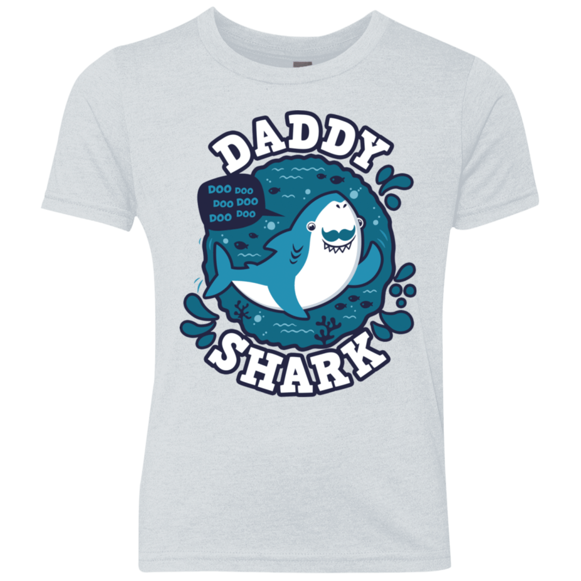 T-Shirts Heather White / YXS Shark Family trazo - Daddy Youth Triblend T-Shirt