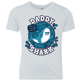 T-Shirts Heather White / YXS Shark Family trazo - Daddy Youth Triblend T-Shirt