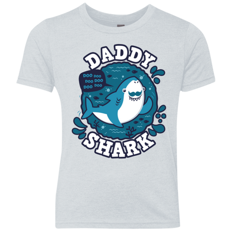 T-Shirts Heather White / YXS Shark Family trazo - Daddy Youth Triblend T-Shirt