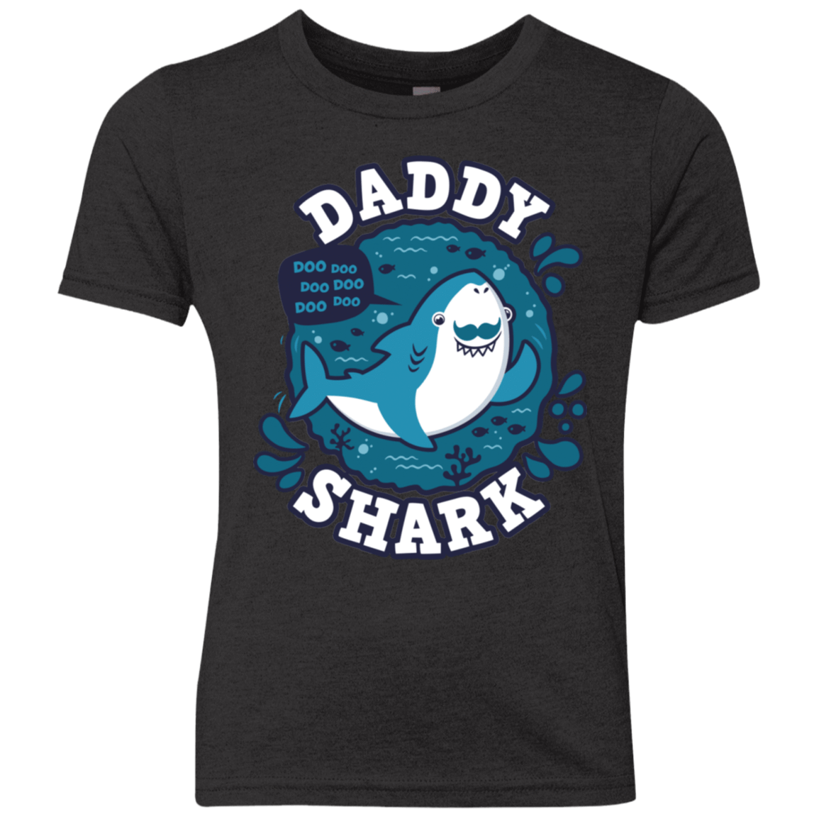 T-Shirts Vintage Black / YXS Shark Family trazo - Daddy Youth Triblend T-Shirt