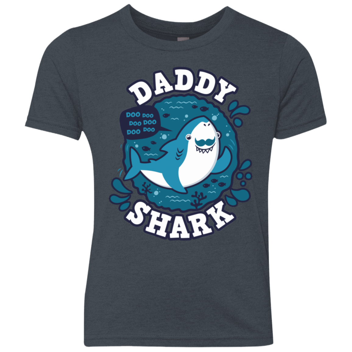 T-Shirts Vintage Navy / YXS Shark Family trazo - Daddy Youth Triblend T-Shirt