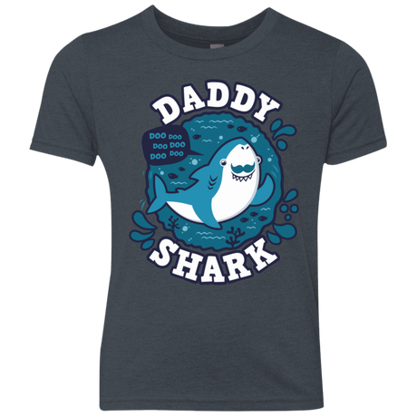T-Shirts Vintage Navy / YXS Shark Family trazo - Daddy Youth Triblend T-Shirt
