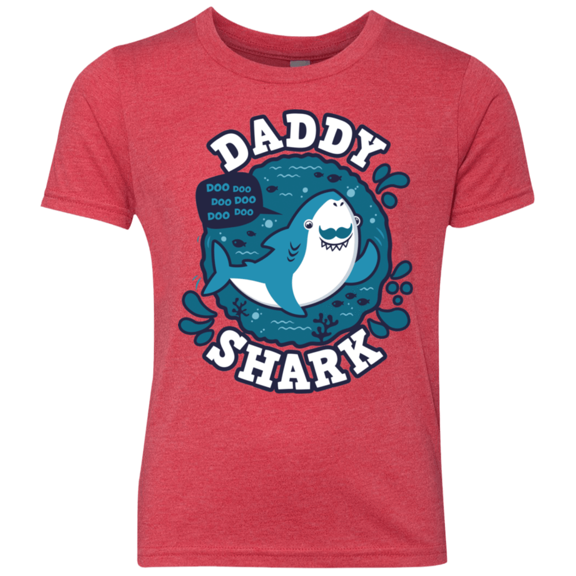 T-Shirts Vintage Red / YXS Shark Family trazo - Daddy Youth Triblend T-Shirt