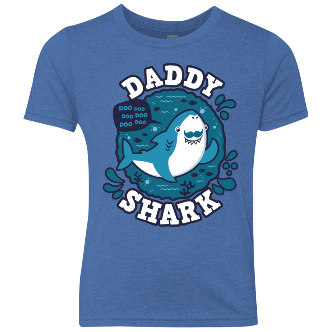 T-Shirts Vintage Royal / YXS Shark Family trazo - Daddy Youth Triblend T-Shirt